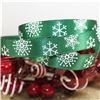 Order  Skinny Christmas Ribbon Lg Snowflakes & Dots - Green