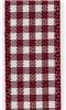 Order  15mm Gingham Ribbon - Burgundy