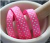 Order  Grosgrain Ribbon - Swiss Dot Hot Pink/White