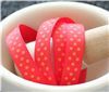 Order  Grosgrain Ribbon - Swiss Dot Hot Red/Tangerine