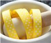 Order  Grosgrain Ribbon - Swiss Dot Daffodil/White