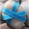 Order  Saddle Stitch Ribbon - Turq/White