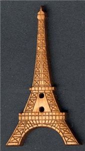 Wood Button - Eiffel Tower