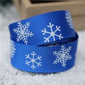 Go Grosgrain - Snowflakes Blue/White