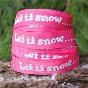Christmas Ribbon - Let it snow/Pink