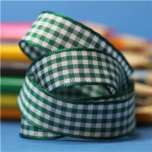 15mm Gingham Ribbon - Forest