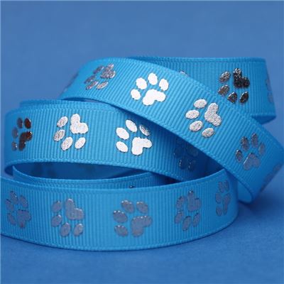 Paw Print Ribbon - Silver Print