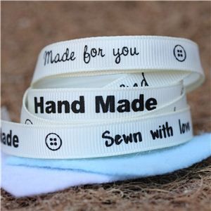 Sentiment Hand Made Ribbon - Cream