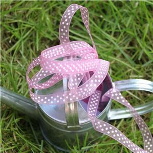 Organza Swiss Dot Ribbon - Tulip/White