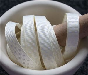 Grosgrain Ribbon - Swiss Dot Antique White/White