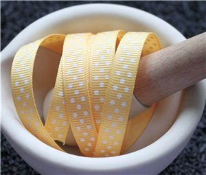 Grosgrain Ribbon - Swiss Dot Buttercup/White