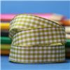 Order 15mm Gingham Ribbon - Golden Olive/White