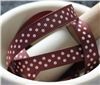 Order  Grosgrain Ribbon - Swiss Dot Cappuccino/Pink