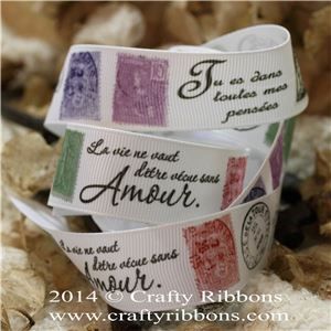 Vintage Butterflies Ribbon - French Stamps