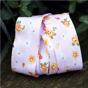 Bias Binding Flowers - Pink/Orange