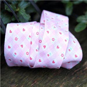 Bias Binding Flowers - Pink Check