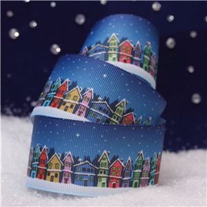 Christmas Ribbon - Night Houses