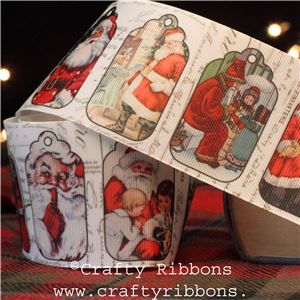 Vintage Christmas Past Ribbon - Santa Tags