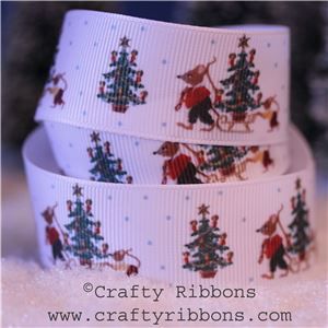 Mice Christmas Ribbon - Sleigh