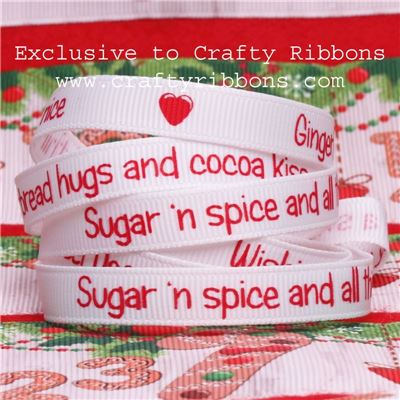 Gingerbread Ribbons - 9mm Gingerbread words