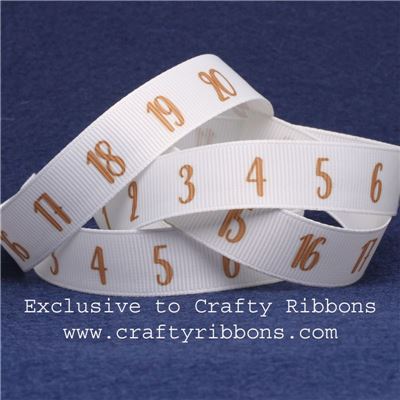 Silent Night Ribbons - 16mm Numbers 1-25
