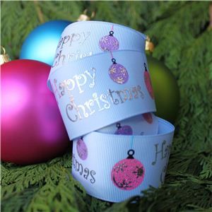 Christmas Ribbon - Bauble Blue/Silver