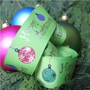 Christmas Ribbon - Bauble Lime/Gold