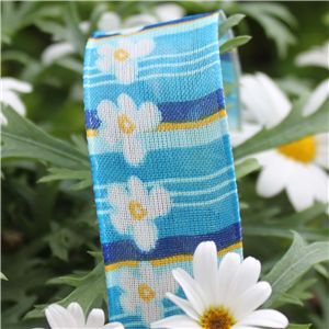 Flower Ribbon - Flower Stripes/Blue