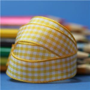 15mm Gingham Ribbon  - Gold