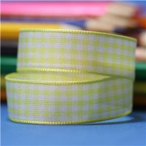 15mm Gingham Ribbon - Lemon