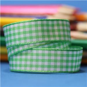 15mm Gingham Ribbon - Lime