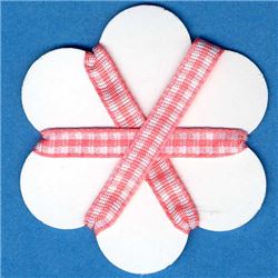 5mm Gingham Ribbon - Peach/White