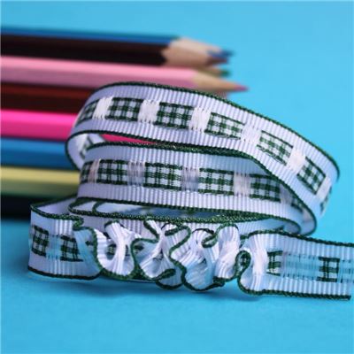 12mm Gingham Ruffle Ribbon - Hunter