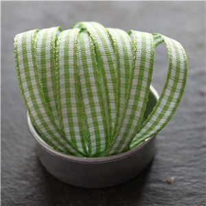 Mini Check Ribbon - Lime