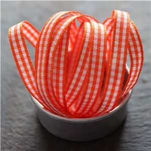 Mini Check Ribbon - Orange
