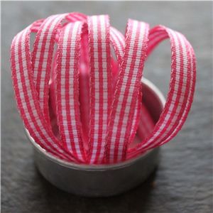 Mini Check Ribbon - Shocking