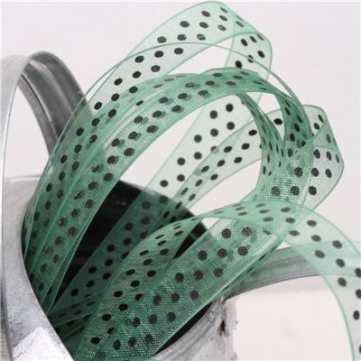 Organza Swiss Dot Ribbon - Forest/Black