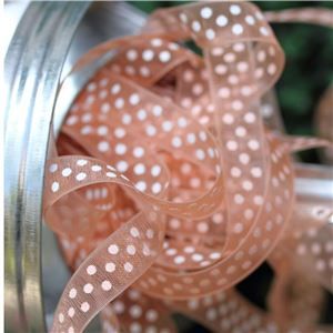 Organza Swiss Dot Ribbon - Peach/White