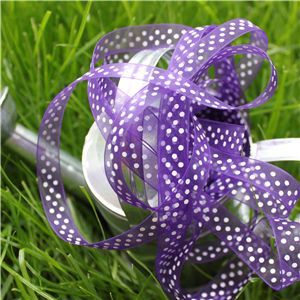 Organza Swiss Dot Ribbon - Purple/White
