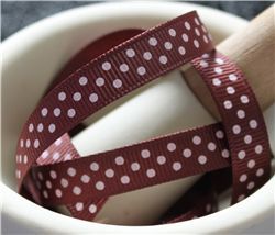 Grosgrain Ribbon - Swiss Dot Cappuccino/Pink