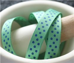 Grosgrain Ribbon - Swiss Dot Pastel Green/Teal