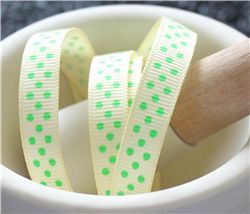 Grosgrain Ribbon - Swiss Buttermilk/ Acid Green