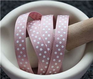 Grosgrain Ribbon - Swiss Dot Antique Mauve/White
