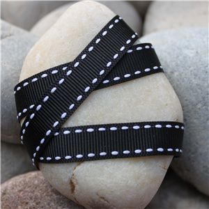 Saddle Stitch Ribbon - Black/White